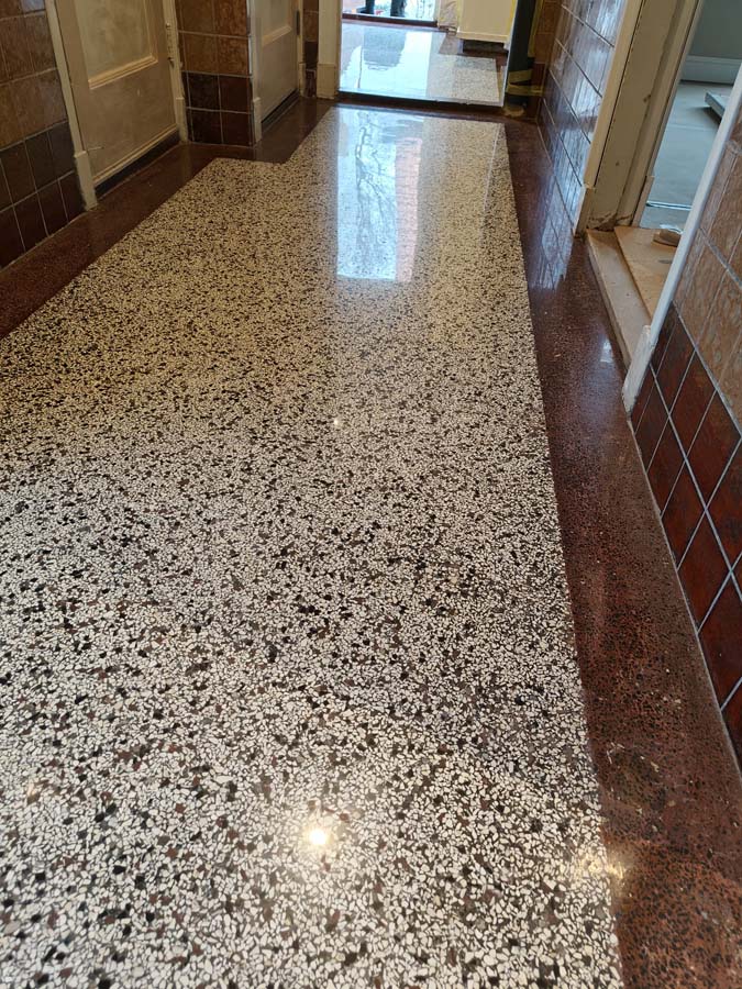 Granito vloer, Terazzo vloer gang na onderhoud Granito vloer, Terazzo vloer gang na onderhoud