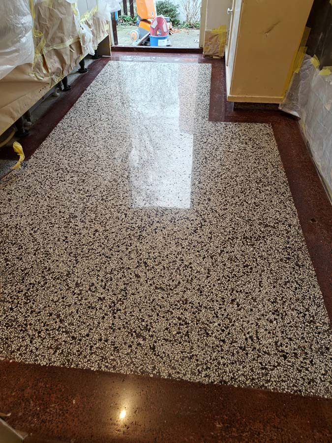 Granito vloer, Terazzo vloer hal na onderhoud Granito vloer, Terazzo vloer hal na onderhoud